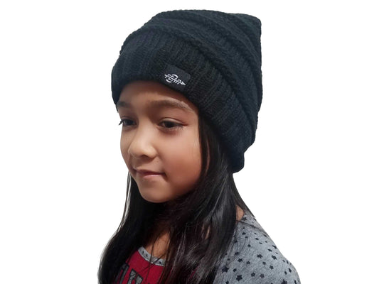 Fear0 NJ Warmest Plush Insulated Black Beanie Hat Girls/Kids Fear0