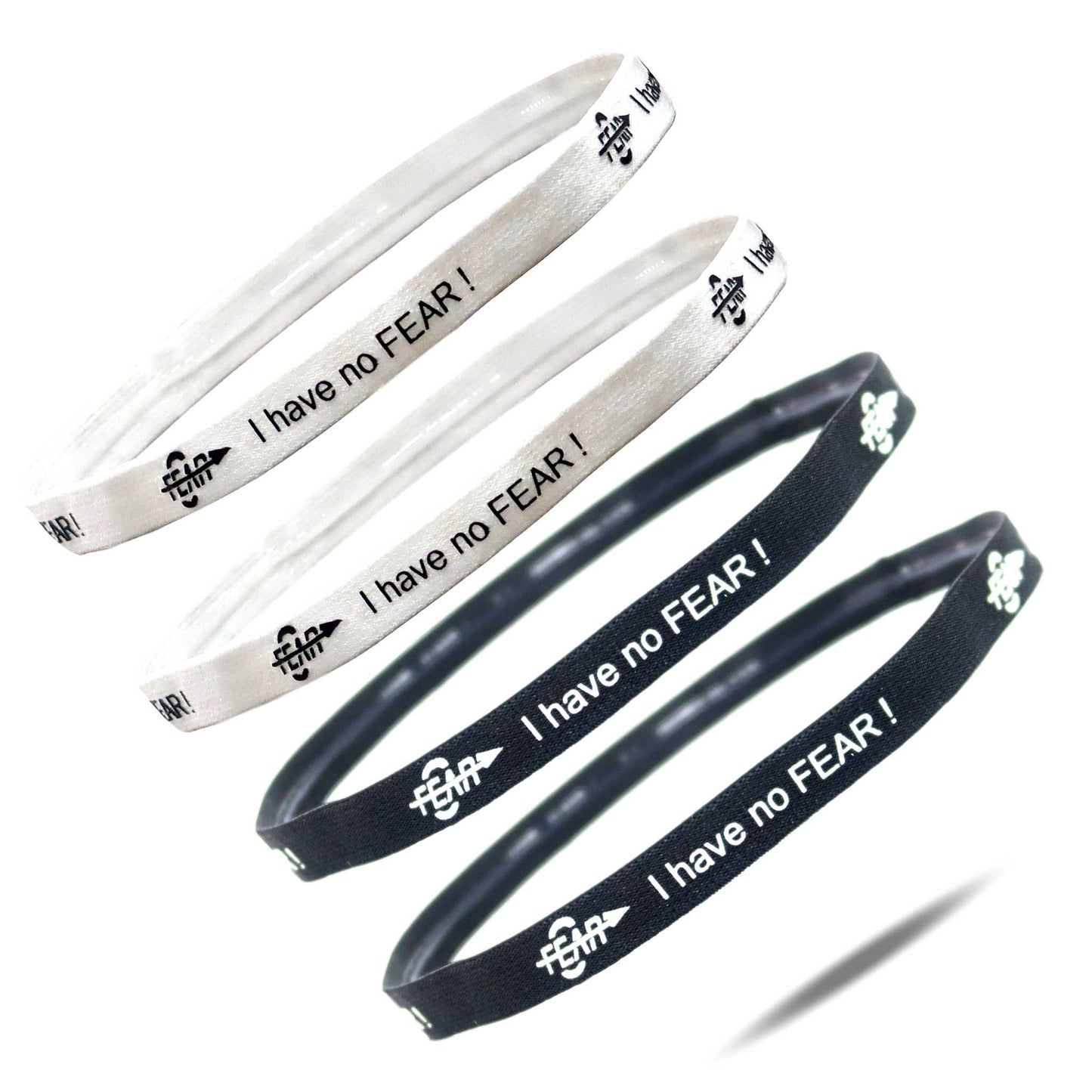 Fear0 Non-Slip "I Have No Fear" Black White Sport Headbands #MeToo Women/Girls Fear0