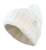 Fear0 NJ Warmest Black/Gray/White Plush Insulated Knit Cable Pom Pom Beanie Hat Fear0