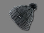 Fear0 NJ Warmest Black/Gray/White Plush Insulated Knit Cable Pom Pom Beanie Hat Fear0